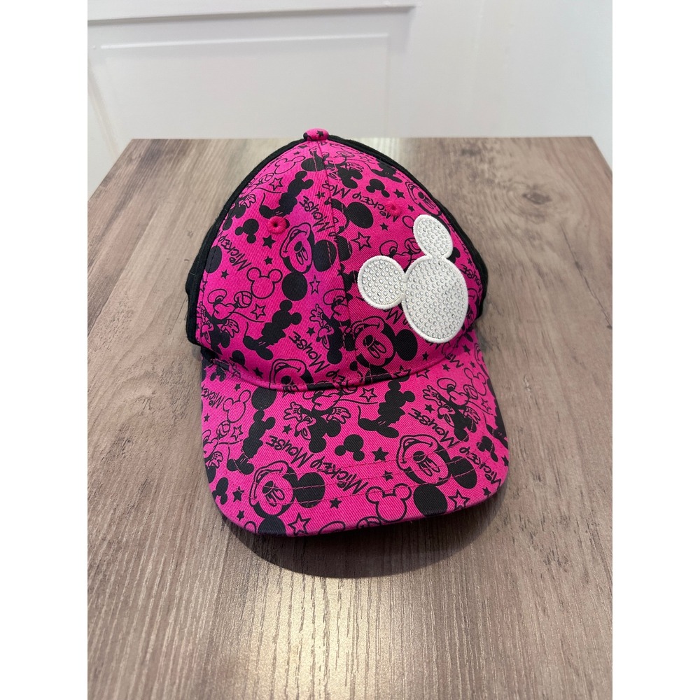 Disney Parks Baseball Cap Youth OS Pink Mickey Mouse Sequin All Over Print Hat